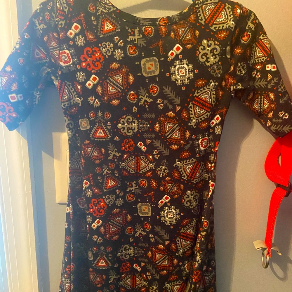 Size 4 Lularoe Adeline dress black with pattern